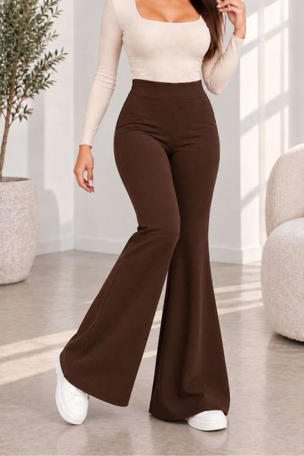 Women's Loose Fit Spanish-Style Pants with Elastic Waist and Side Pockets