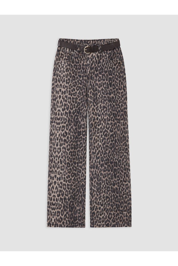 Alita City Farkıyla Xside Brown Denim Leopard Wideleg High Wide Leg Women's Jean Pants