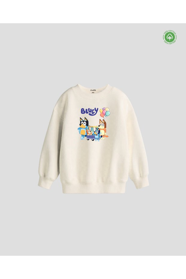 Cute Dog Bluey Printed Unisex Cotton Kids Sweatshirt
