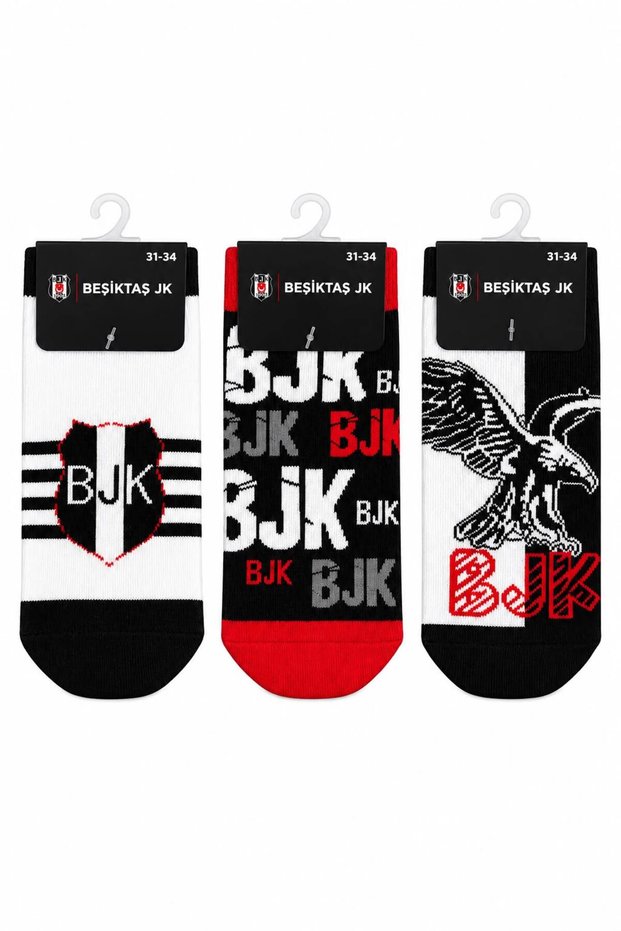 Bjk Licensed Fan Socks Unisex 3-Piece Children's Bootie Socks 1903 Kartal Bjk Socks Black and White Daily Socks Sports Socks Bjk Gift Socks Kartal Totem Socks Bj23083