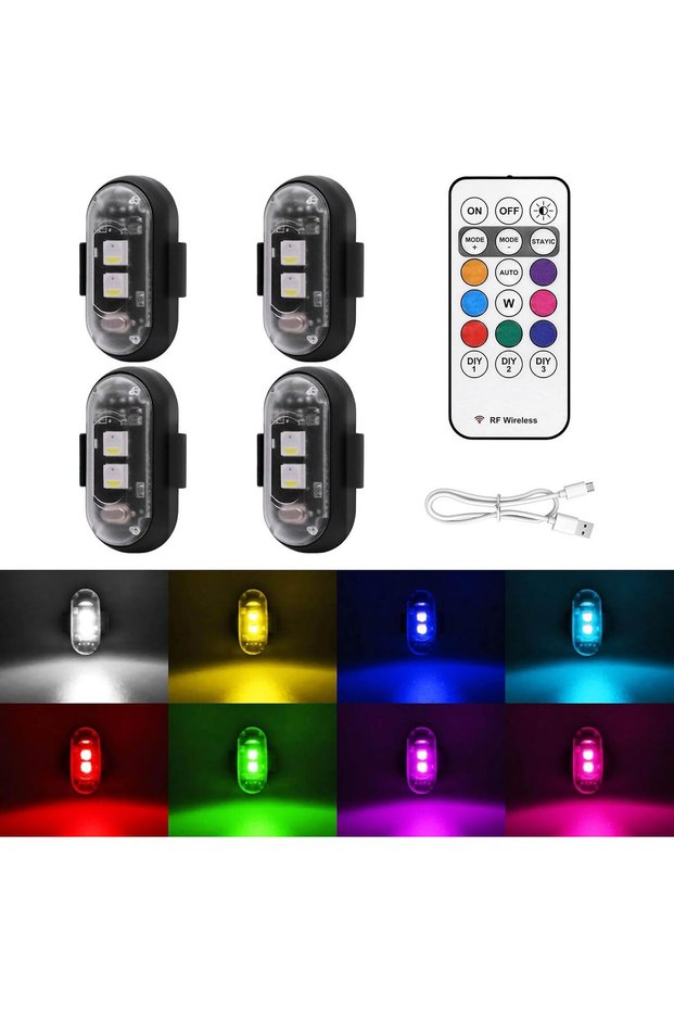 أضواء ستروب لاسلكية LED، أضواء طوارئ مقاومة للماء تعمل بـ USB مع جهاز تحكم عن بعد، عالية السطوع