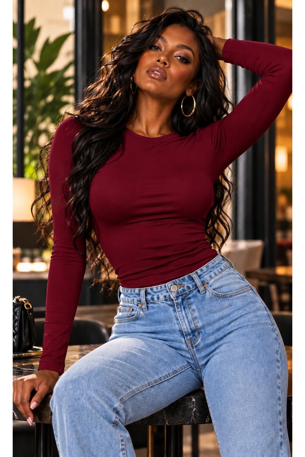 Women's Crew Neck 100% Cotton Lycra Bodysuit