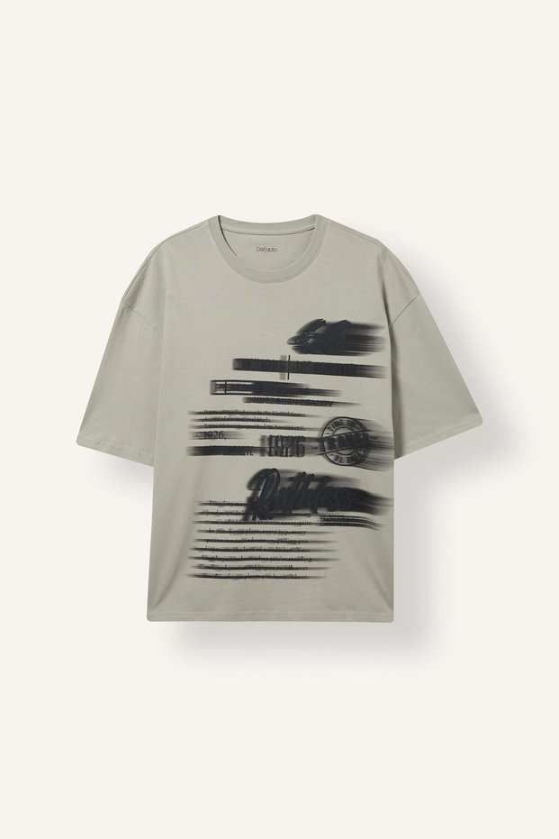 100% Cotton Boxy Fit Crew Neck Printed Short Sleeve T-Shirt J0792Ax26Au