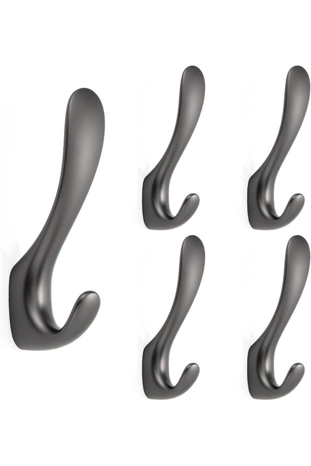 خطافات تعليق المعاطف المثبتة على الحائط، كروم، تصميم عصري، عبوة من 5 قطع