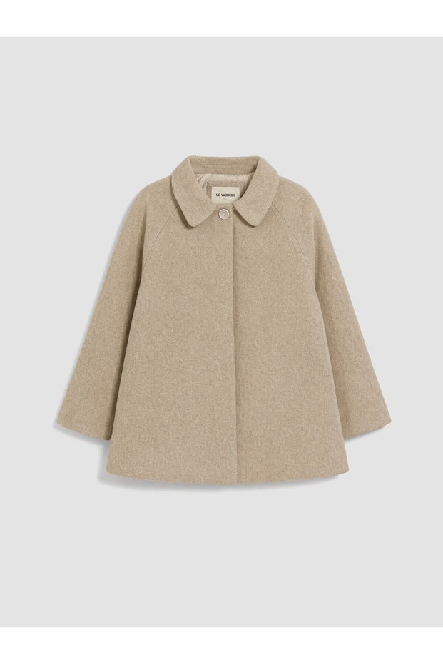 Özmarka New Season Beige Baby Collar Girl's Cashmere Coat