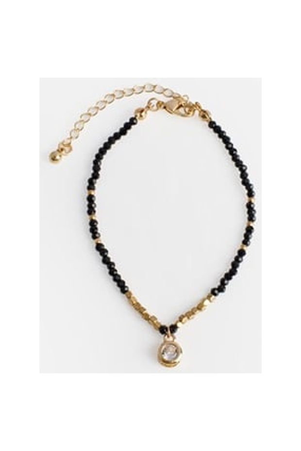 Black Bead & Charm Bracelet