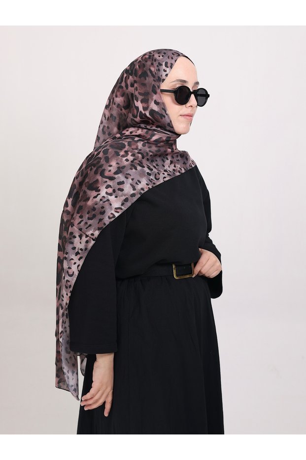 Leopard Pattern Bambi Shawl - Powder & Mink