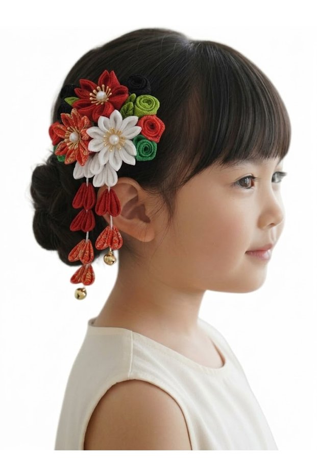 UAE National Day Hair Bow Accessory, Red and Green Bow Tie with White and Black Tails (Bow Clip)