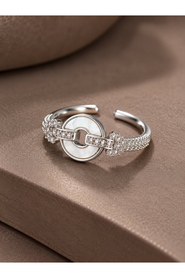 Silver Color Circle Form and Zircon Stone Women's Ring