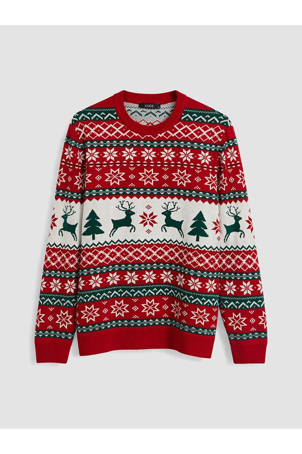 Peak New Season Red Christmas Themed Men's Knit Sweater