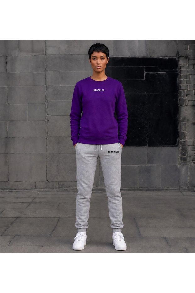 Zero-Collar Shardooned Sweatshirt Seasonal Brooklyn Printed Women'S/Men's Unisex Model