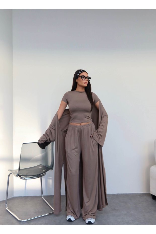 Long Cardigan Comfortable Three-Piece Set