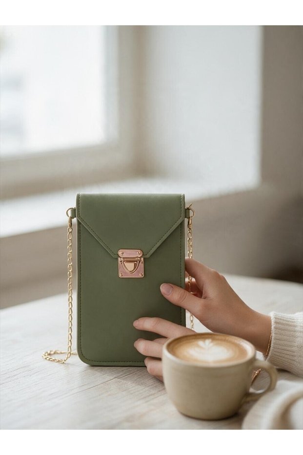Women's Chain Strap Two-Compartment Phone Bag Lockable Mini Crossbody Bag