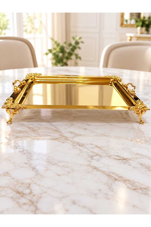 Gold Color Square Design Tray