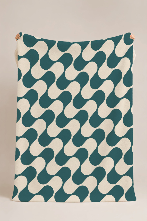Groovy Waves Geometric Pattern Multi-Purpose Fleece Blanket & Coverlet