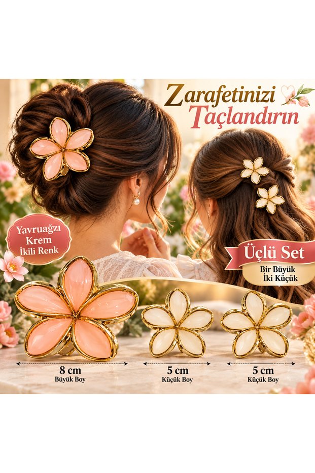 Stylish and Elegant 3-Piece Women's Hair Clip Set - Elegant and Stylish Women's Hair Clip