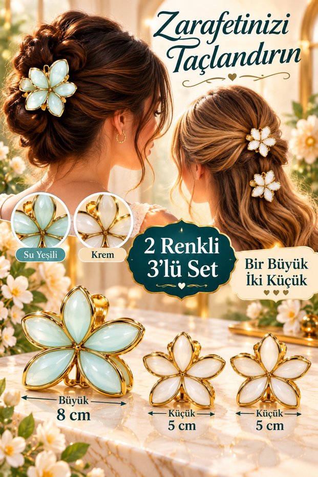 Stylish and Elegant 3-Piece Women's Hair Clip Set - Elegant and Stylish Women's Hair Clip