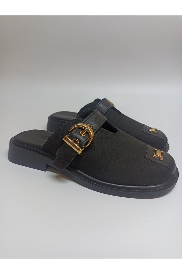 Black Lux Suede Sebo Slippers