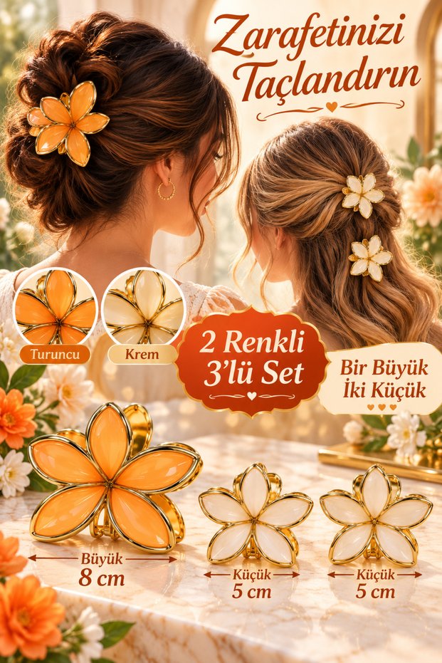 Stylish and Elegant 3-Piece Women's Hair Clip Set - Elegant and Stylish Women's Hair Clip