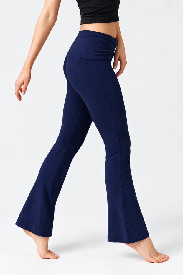 Women's Navy Blue Spanish Flared Jersey Pants Ultra Soft Flared