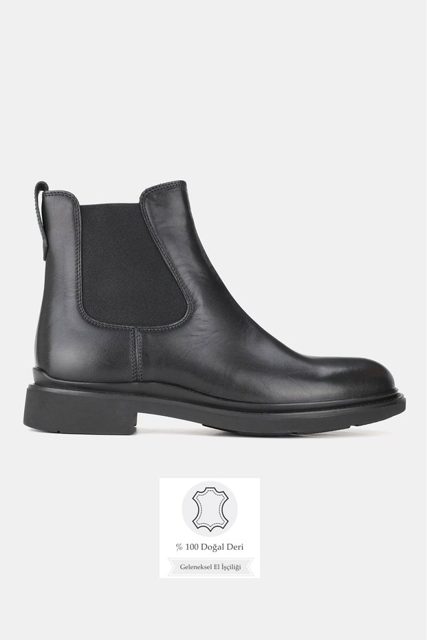 Men's Black Genuine Natural Leather Chelsea Boots, Size 39-45