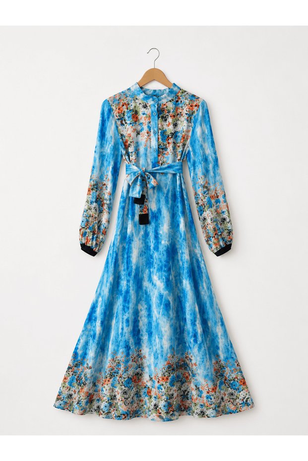 Viscose Floral Dress - Blue