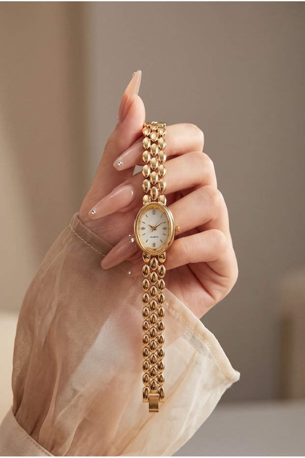 Women's Steel Watch Gold Color Pearlescent White Dial | Premium Luxury Elegant Vintage Old Money Classic Stylish Women's Wristwatch | Limited Edition 2027
