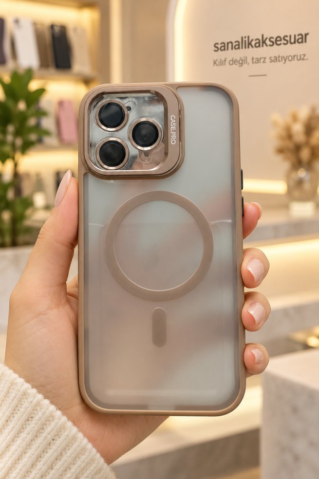 Premium Matte Case with Magsafe Stand and Camera Protection, Compatible with iPhone 16 Pro Max, Comes with a Lens Gift