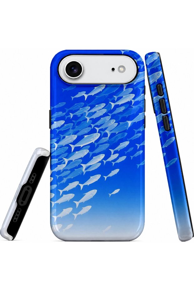 iPhone 17 Air Compatible - Flying Fishes, Double Layer Cover, Glossy Surface Protective Case