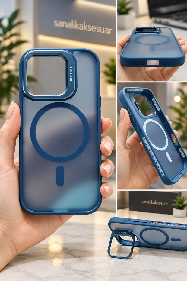 Premium Matte Case with Magsafe Stand and Camera Protection, Compatible with iPhone 16 Pro, with a Gift Lens