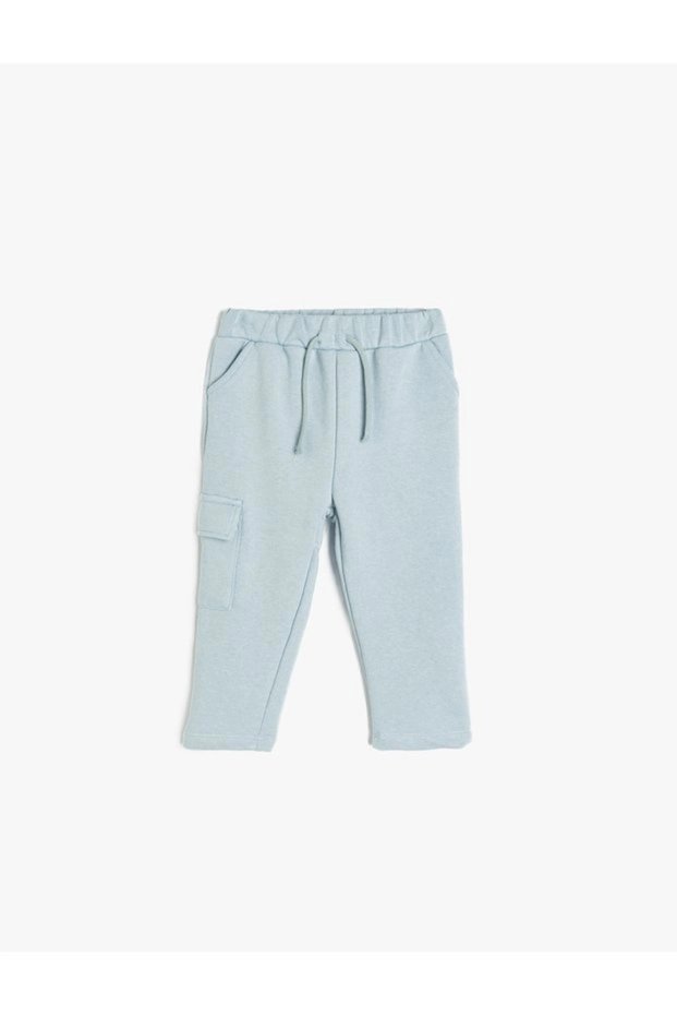 Cotton Blended Sweatpants with Pocket Detail and Lace-Up Waist