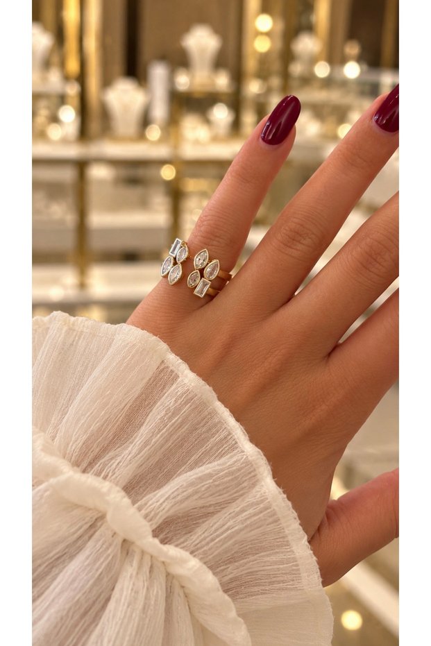 Oval Stone Detailed Design Stainless Steel Joint Pinky Ring