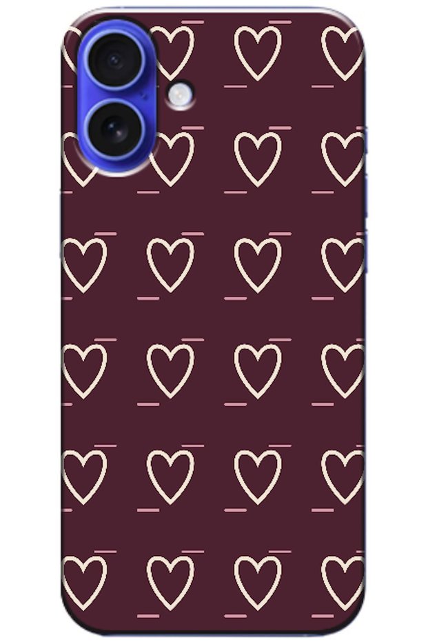 iPhone 16 Plus Line Heart Burgundy (Burgundy)
