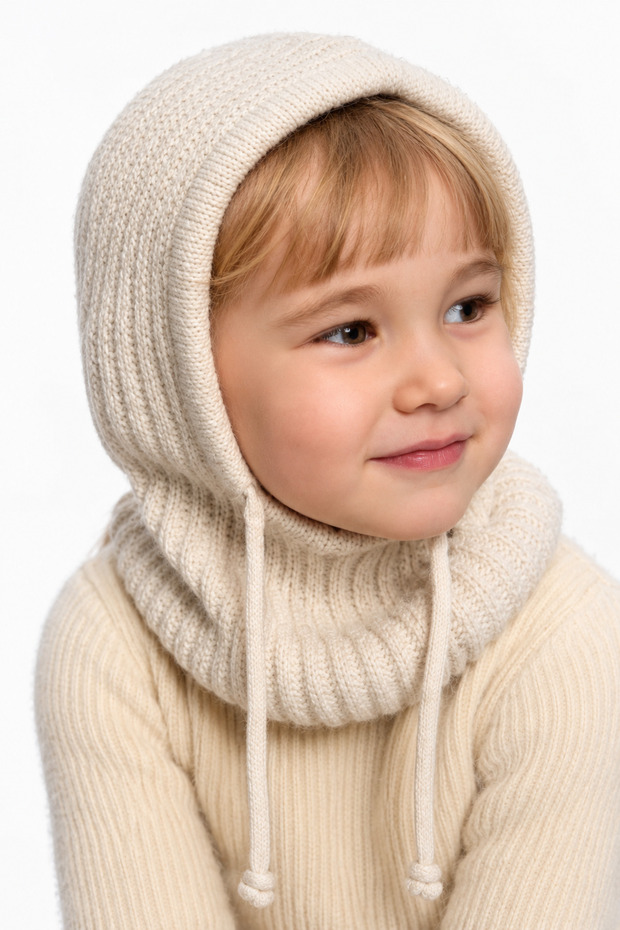 Children's Knitwear Knitted Balaclava Beanie Winter Neck Collar Snow Mask Soft Textured Warm Beanie Hat - Children's Beanie