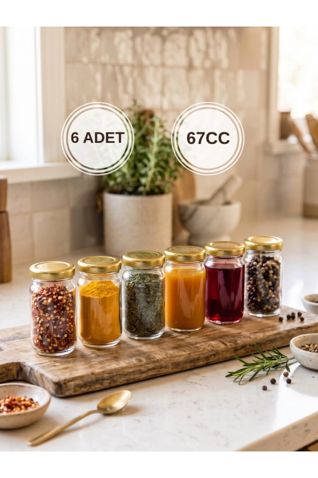6 Pieces 67 ml Metal Lid 67 Cc Small Sample Jam Honey Shot Glass Jars
