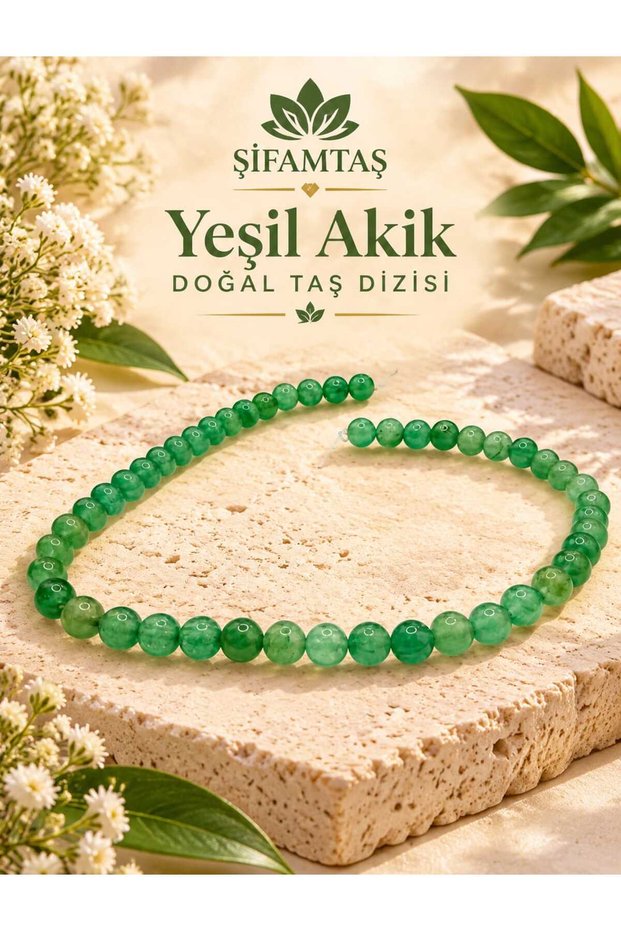 سلسلة أحجار العقيق الأخضر الطبيعية