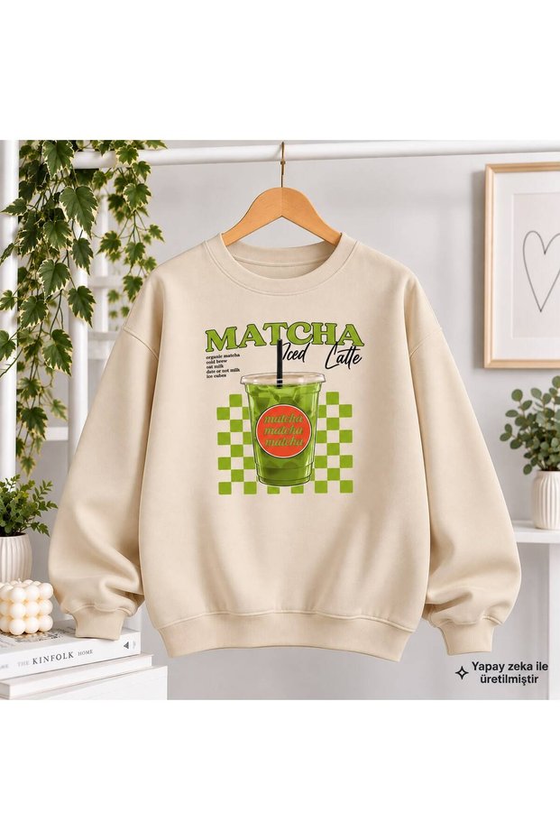 Unisex Printed Oversize Thick 2 Thread Ribbed Crew Neck Sweatshirt