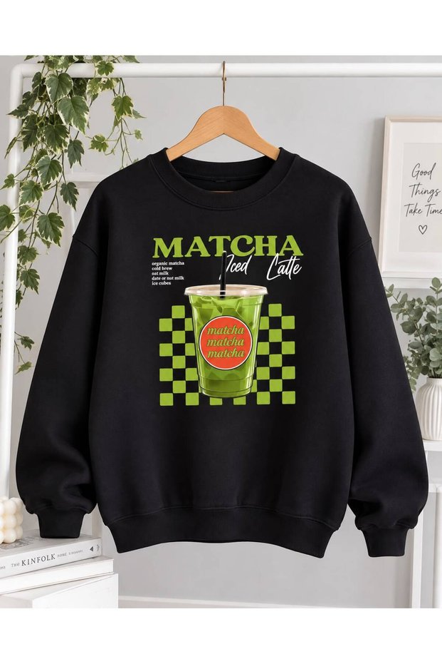 Unisex Printed Oversize Thick 2 Thread Ribbed Crew Neck Sweatshirt