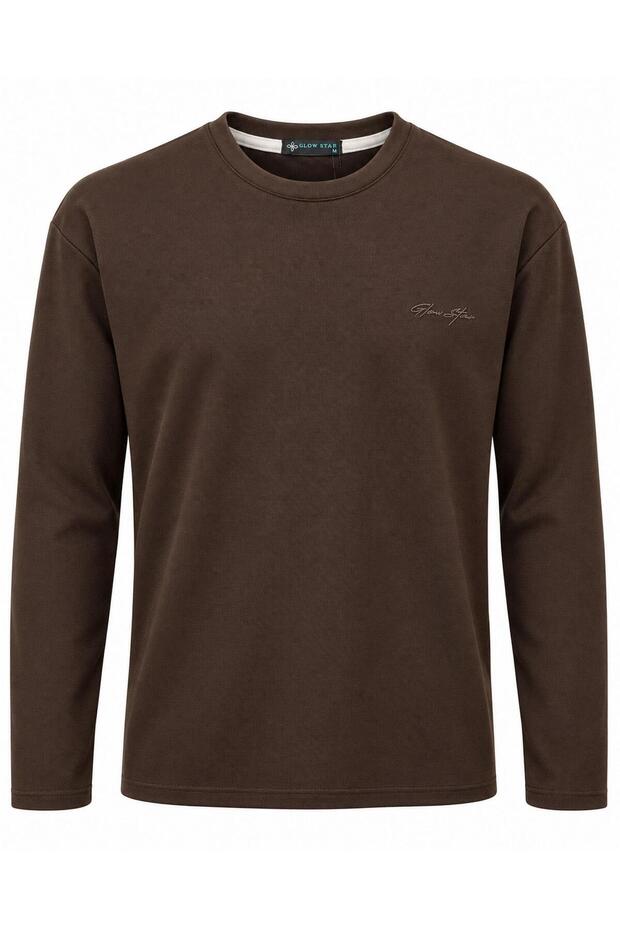 Glow Star Crew Neck Slim Fit Men's Sweatshirt - 7777