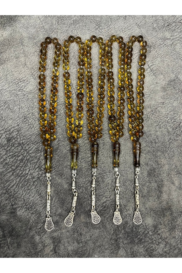 5 Pieces of Earth Fossil Powder Amber High-End Prayer Beads