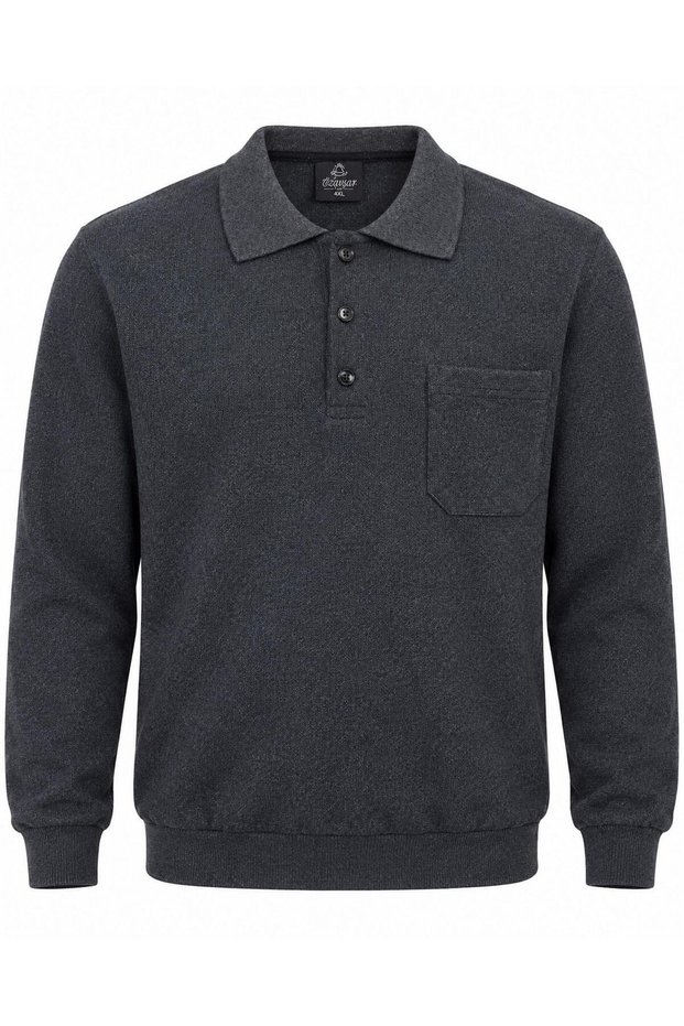 Özavşar Large Size Men's Polo Collar Thessaloniki Sweatshirt - 7811