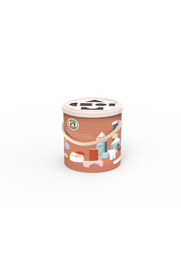 Shape sorter with 100 wooden cubes,