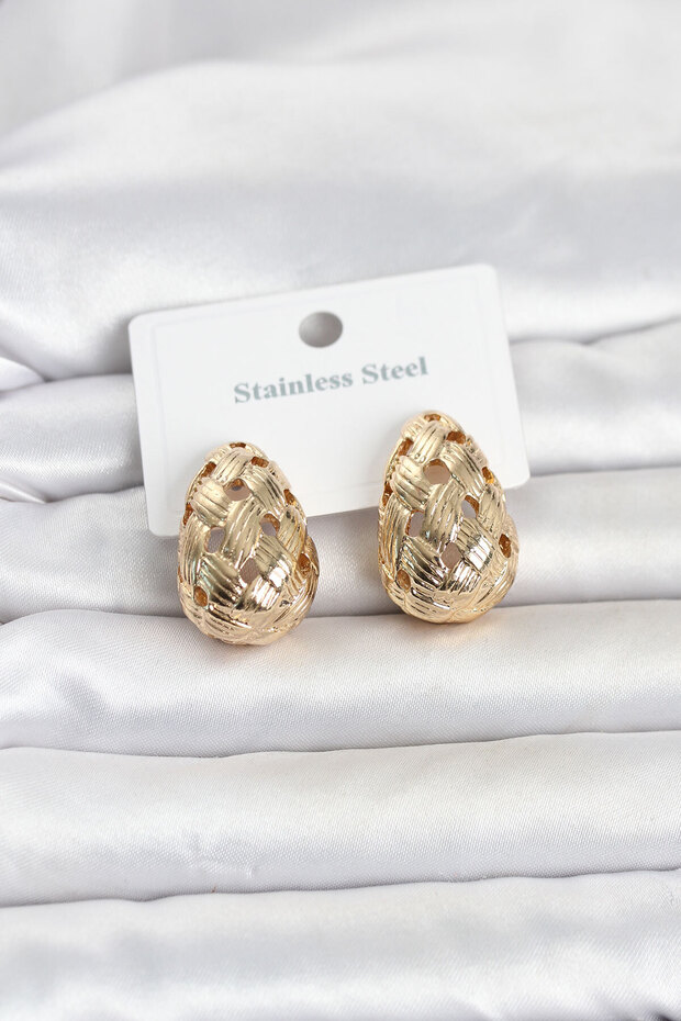 316L Steel Gold Color Motif Drop Women's Earrings