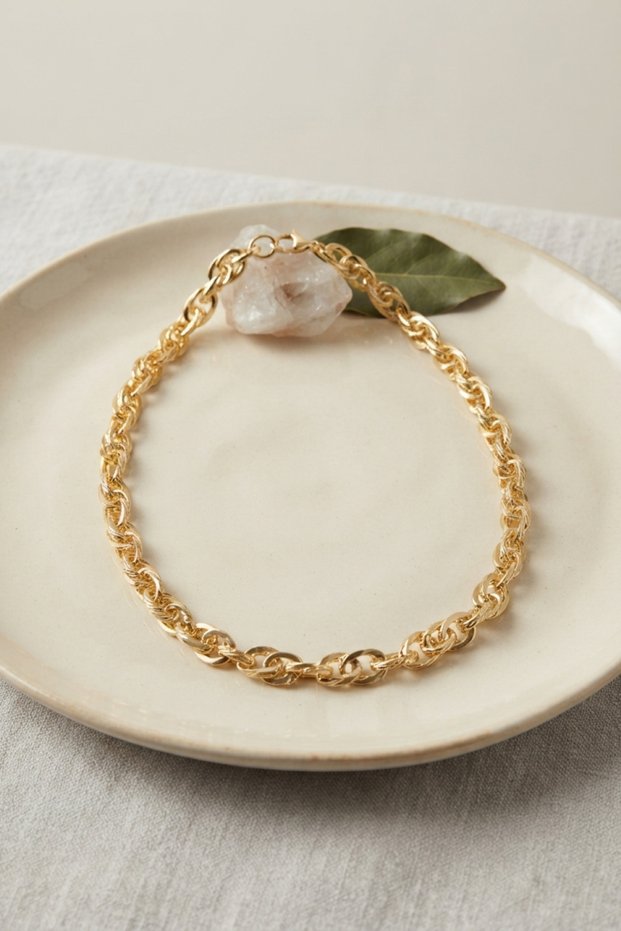 Cm Thick Twist Model Gold Color 50 cm Women's Necklace