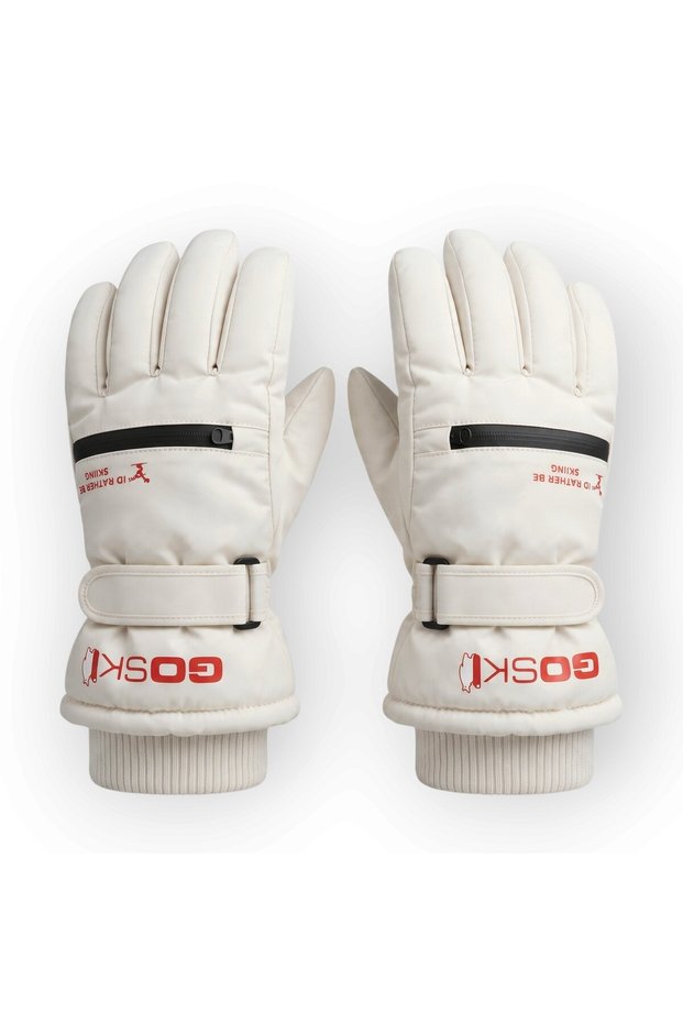 9-15 Years Old Unisex Youth Ski Snowboard Gloves Water Windproof Plush Fur Inside Snow Gloves with Zipper Pocket