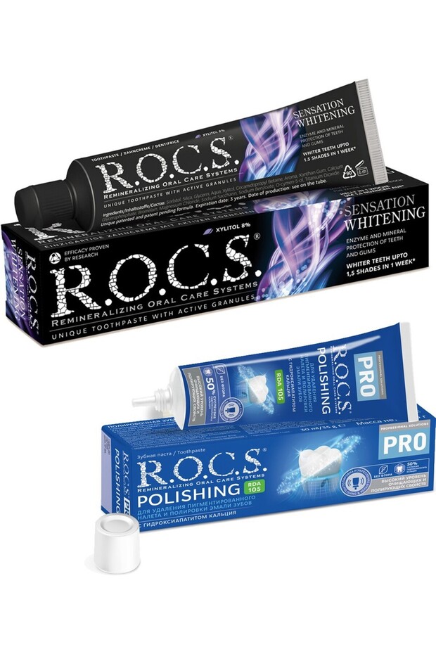 Sensation Whitening Toothpaste and Pro-Teeth Polishing Paste 35 Gr Set of 2