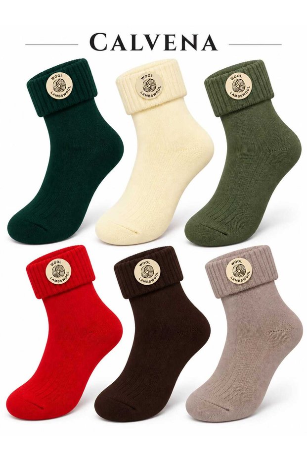 Women's 6 Pairs Genuine Lambswool Half-Toe Premium Socks