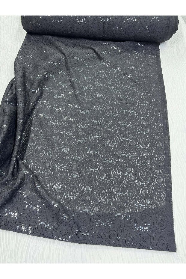 Black Sequin Lace Fabric