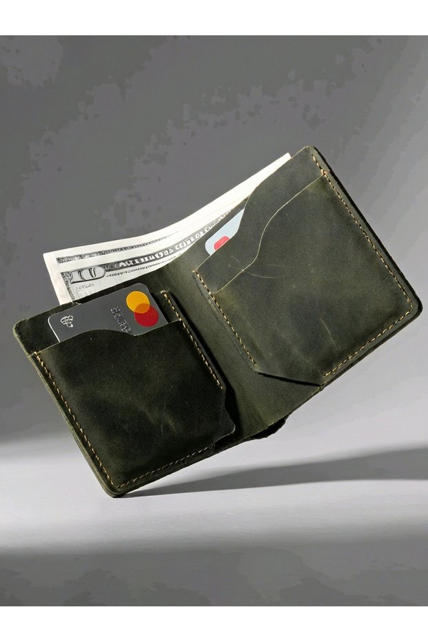 Genuine Leather Corner-Cut Bifold Wallet – Slim Leather Card Holder and Wallet