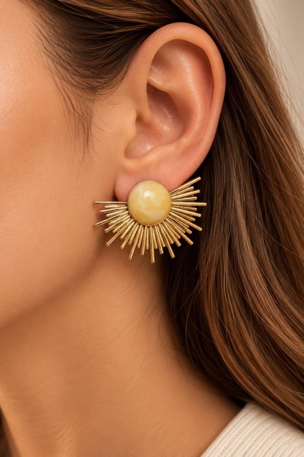 Vintage Design Gold Color Stone Women's Earrings